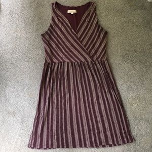 Loft Burgundy and White Dress